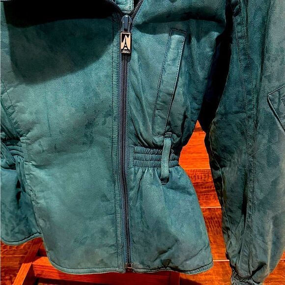Vintage SKEA Turquoise 80’s Suede Lined Ski Jacket Women’s Puffy Shoulders Sz 8 - Picture 5 of 16